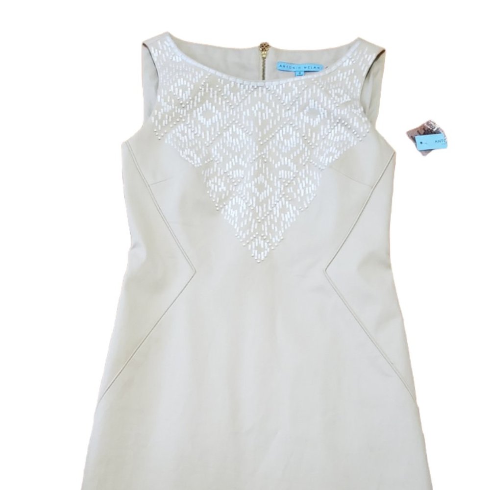 Antonio Melani Women's 0/X-Small Carys Papyrus Sheath Sleeveless Dress NWT $150